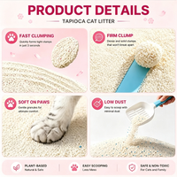 Litière pour chat naturelle à base de tapioca et de manioc, à agglomération rapide, faible en poussière, granulés doux, hypoallergénique, écologique, en vrac