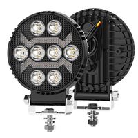 Luz de Trabajo LED Redonda de 4 Pulgadas, 8 LED, Blanco Ámbar, Doble Color, Lámpara de Conducción Todoterreno Impermeable para Camioneta, SUV, ATV, Jeep