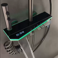 Ensemble de douche de pluie thermostatique en laiton poli pour bain affichage numérique lumière ambiante salle de bain robinets de pression