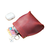 Bordeaux Vintage en cuir véritable Carkey portefeuille petits porte-monnaie pour femmes rouge à lèvres sac de maquillage pochette pour écouteurs Mini étui de voyage