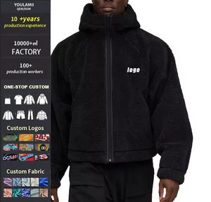 جاكيت فارسيتي من فرو الأغنام بتصميم مخصص للشارع، قابل للعكس ومقاوم للماء، بمقاسات كبيرة وياقة عالية وسحاب كامل - Product Image 1