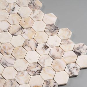 Trung Quốc 2 inch hình lục giác <span class=keywords><strong>Venus</strong></span> tím Tím đá cẩm thạch Gạch Mosaic cho sàn phòng tắm tường - Product Image 6