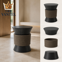 Table d'appoint moderne pour hôtel, table ronde personnalisée avec base en bois sculpté pour les projets de hall d'entrée, de salon et de villa