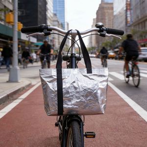 Reusable Silver Tyvek Dupont Double Handles Tear Resistant Shopping & <b>Gift</b> Bag - Product Image 2