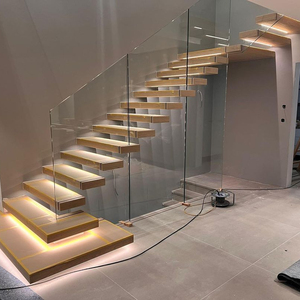 Design per scale galleggianti per interni con illuminazione per scale a led intelligente con sensore e ringhiera per scale in acciaio o vetro - Product Image 3