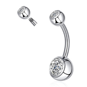 Anneau de nombril en acier inoxydable avec zircon serti clos, bijou de corps unisexe, piercing clou - Product Image 1