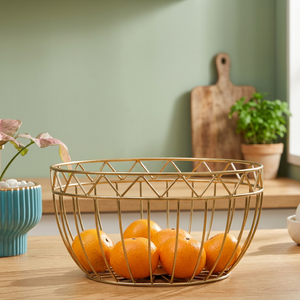 Panier de rangement rond en métal, corbeille à fruits en fil d'acier inoxydable, design minimaliste pour cuisine, conteneur de rangement durable, type sur pied - Product Image 4