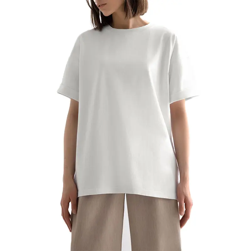 T-shirt in cotone bianco classico da donna di nuovo arrivo t-shirt in Jersey di cotone tinta unita Casual da donna di alta qualità