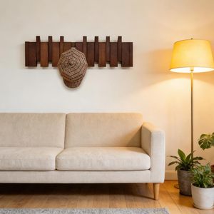 Porte-clés <span class=keywords><strong>mural</strong></span> rabattable à 8 crochets pour entrée, salon, chambre – Design à suspendre sur la porte ou comme porte-manteau style piano - Product Image 5