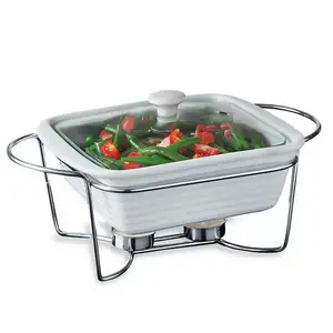 Yan xiang Fabrik preis Back geschirr weiße Keramik Chafing Dish Buffet Food Warmer mit Deckel Porzellan Auflauf Auflauf form Set