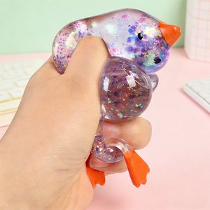 Glitter Colorful Slow Rebound Maltose Duck Stress Relief <b>Ball</b> Super Soft TPR Portable <b>Squeeze</b> Toy Fidget Duck - Product Image 3