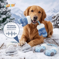 Famipet Fabricant, Vente en gros personnalisée, Nouveau design de vêtements sur le thème de l'hiver, Jouet en peluche doux et froissé pour animaux de compagnie avec sonnette, Jouet couineur en peluche pour chien