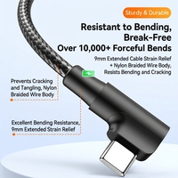 Cable de Datos USB-C a C de 90 Grados, 5A 60W, Carga Rápida y Transferencia de Datos, Cable de Nailon Trenzado para Teléfonos Móviles y Accesorios de Computadora
