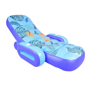 Factory Custom 216 x 120 x 97 cm flower printing large pool float PVC air sofa lounge arm rest inflatable lounge chair