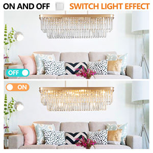 Lámpara de Techo <span class=keywords><strong>Rectangular</strong></span> de Cristal Dorado, Base Ajustable E12, Estilo Moderno Rústico, de Hierro, para <span class=keywords><strong>Cocina</strong></span> y Sala de Estar - Product Image 6