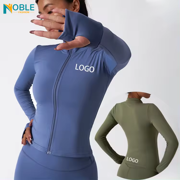 Sports Wear Women Slim Fit Tight Long Sleeve Gym Tops Custom Fitness Sport Outwear Yoga Zipper Jackets