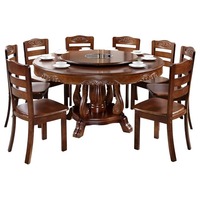 Table à manger pivotante en chêne massif au design moderne, sculptée, grande taille, pour restaurant, hôtel, maison, villa - Meilleure vente