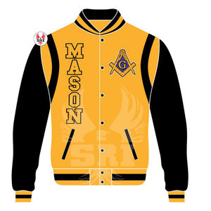 Chaqueta Masónica de Maestro Masón, Chaqueta Universitaria Personalizada |   Chaqueta Universitaria Masónica de Lana con Mangas de Cuero - Product Image 3
