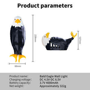 Lampe de nuit murale à Led magnétique 3D Pygargue à tête blanche pour chambre à coucher avec télécommande - Product Image 6