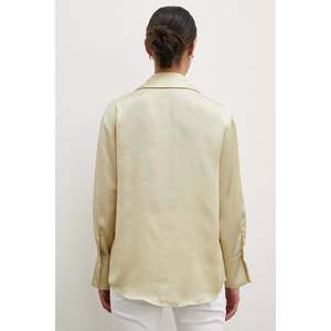 Camisa Básica de Satén para Mujer, Color Crudo Oscuro, con Botones, Estilo Minimalista para el Día a Día - Product Image 3