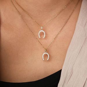 Collar con Colgante de Herradura Clásico de Lujo Ligero Vintage, el Más Vendido en Europa y Estados Unidos, con Incrustaciones de Zirconia y Baño de Oro, a la Moda - Product Image 2