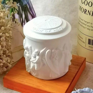 Candele Profumate in Cera Naturale <span class=keywords><strong>con</strong></span> Coperchio, a Forma di <span class=keywords><strong>Angelo</strong></span> Intagliato in Gesso, per Battesimo e Aromaterapia - Product Image 5
