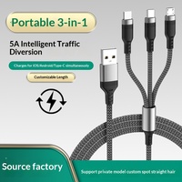 Câble de charge rapide USB 3 en 1 personnalisé en usine avec connecteur multiple pour iOS, Huawei, Android