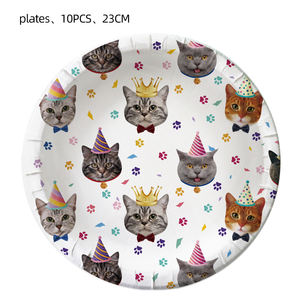 Juego de vajilla de fiesta de Pascua con temática de gato mascota, servilletas de vaso de papel, pajitas de cumpleaños, decoraciones de tela de fondo para Baby Shower - Product Image 3