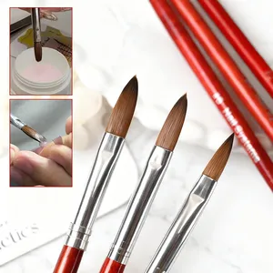 1/6pcs Kolinsky Acrylic Nail Brush #2/4/6/8/10/12 Round <b>Head</b> Kolinsky Crystal Pen Manicure Flower 3D Builder Carving Pen Tools - Product Image 3