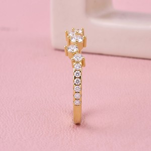 Bague élégante en or avec diamant de laboratoire taille brillant rond courbé pour femme, bijoux fins, mariage, anniversaire, créateur - Product Image 3