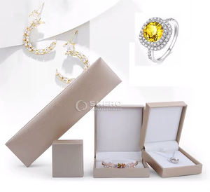 Custom Logo Green Paper PU Leather Packaging <b>Box</b> Modern Square Style for Velvet Jewellery Necklace Gift Pendant <b>Ring</b> Bracelet - Product Image 4