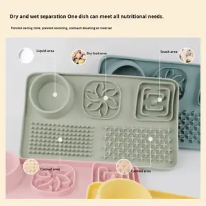 Tapis à lécher lent pour animaux de compagnie, en silicone de qualité alimentaire, rectangulaire, pour chat et chien, universel, multifonctionnel, compartimenté, antidérapant - Product Image 2