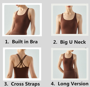 Camiseta sin mangas <span class=keywords><strong>de</strong></span> Yoga para mujer, estilo largo, Media Copa fija con almohadillas para el pecho, cuello en U, ropa deportiva ajustada para Fitness <span class=keywords><strong>de</strong></span> calle, chaleco <span class=keywords><strong>de</strong></span> gimnasio - Product Image 2