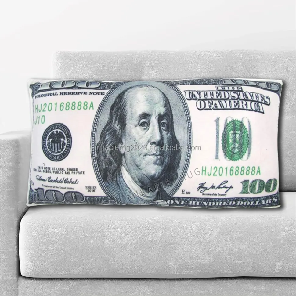 Custom Printed 100 Dollar Bill Money Designer copricuscini decorativi a forma di cuscini cuscini all'ingrosso cuscino da tiro personalizzato