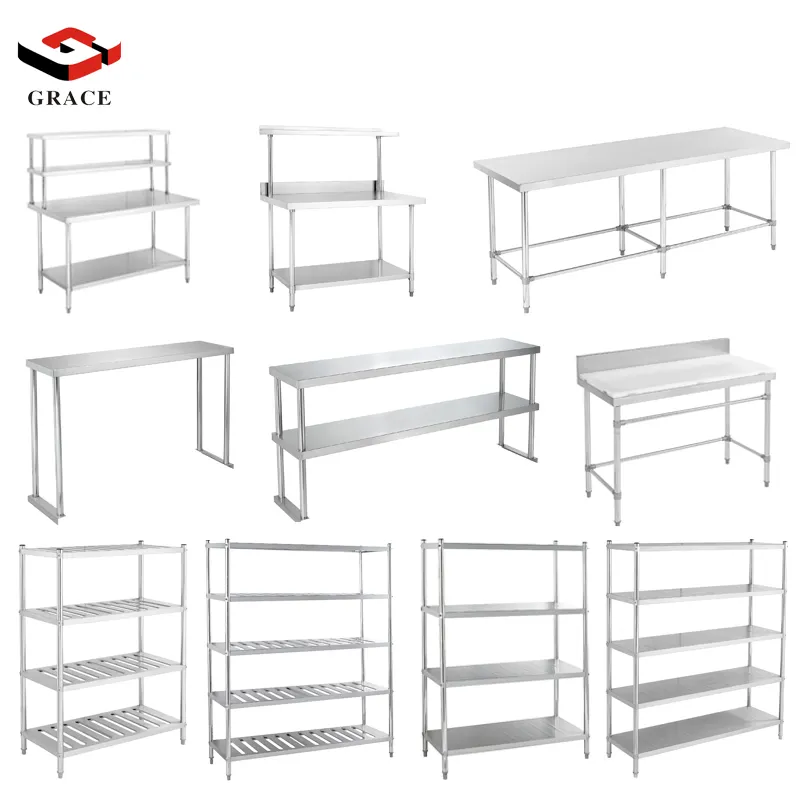 High Quality Commercial Kitchen equipment Customized Stainless Steel Work Table SS 201 304 Worktable