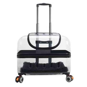 Büyük kapasiteli taşınabilir <span class=keywords><strong>Pet</strong></span> kutulu araba evrensel tekerlekler nefes şeffaf sırt çantası fermuar kapatma dayanıklı plastik yapılmış - Product Image 2