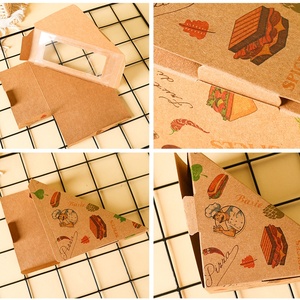 Boîte d'emballage pour sandwichs vintage, épaisse, biodégradable, design triangulaire, avec fenêtre transparente - Product Image 3