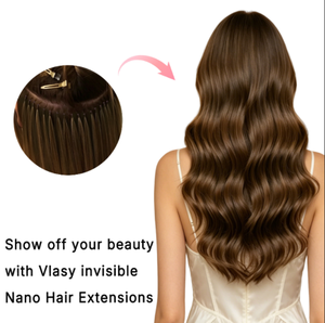 Extensions de cheveux Nano Ring en cheveux humains Remy vierges avec cuticules intactes, perles Nano, mèches Balayage, pour cheveux fins, pour ajouter longueur et volume, 12 à 40 pouces - Product Image 1