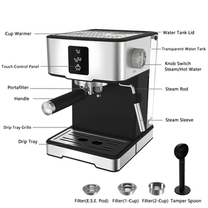 <span class=keywords><strong>Cafetera</strong></span> <span class=keywords><strong>italiana</strong></span> de acero inoxidable de 20 bares de alta presión, máquinas de café expreso semiautomáticas profesionales para el hogar con Espumador de leche - Product Image 4