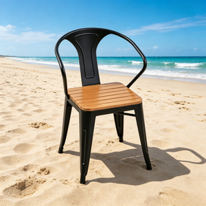 Chaise en bois et plastique durable, résistante à la rouille, facile à nettoyer, légère, design moderne, pour balcon, <span class=keywords><strong>bord</strong></span> <span class=keywords><strong>de</strong></span> <span class=keywords><strong>mer</strong></span>, parc, utilisation en <span class=keywords><strong>extérieur</strong></span> - Product Image 4