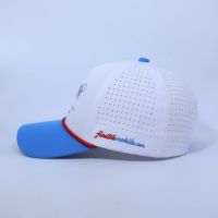 Gorra Deportiva de Béisbol Personalizada con Corte Láser, Bicolor Blanco y Azul Cielo, Perforada, de Secado Rápido, para Golf