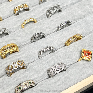 Lady's New Retro Design Gold Plated Stainless Steel <strong>Finger</strong> Rings Waterproof Adjustable Tarnish Free Open End Rings Wholesale - Product Image 3