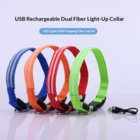 Collare per Cani LED Impermeabile all'Ingrosso con Illuminazione a Doppia Fibra, Opzioni Blu Rosso Verde Rosa per Passeggiate Notturne e Sicurezza degli Animali Domestici