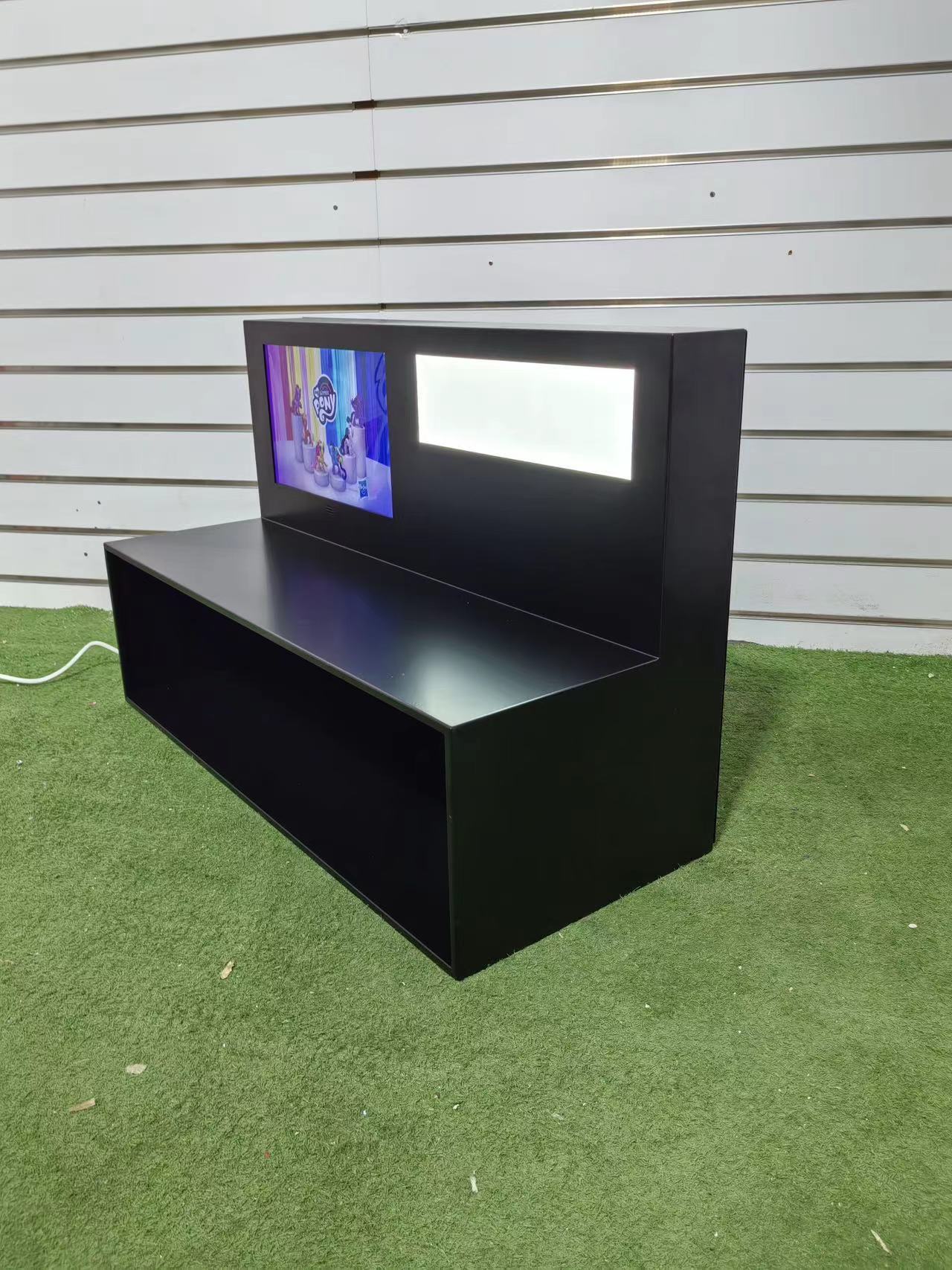 L-shaped Metal Frame Counter Top Display Stand Advertising Screen Custom Logo Designed for Earphone Headphone Retail Displays — view 2