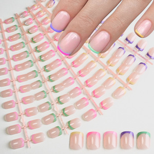 120 Uñas Postizas de Gel Francés Coloridas para Mujer, Extensiones de Uñas Suaves Hechas a Mano - Product Image 3