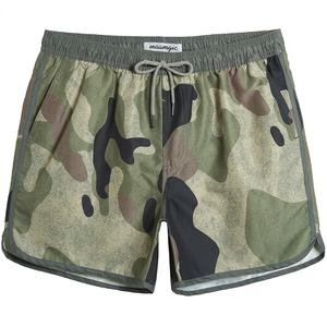 Men's Woven <b>Camouflage</b> Print Board <b>Shorts</b> Quick Dry Drawstring Beach Trunks Mid Waist Pockets Casual Style - Product Image 3