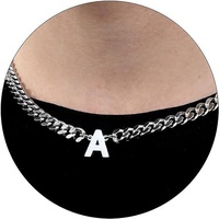 [Envío Inmediato] Collar de Cadena de Eslabones de Acero Inoxidable para Hombre, Estilo Deportivo, con Personalización de 26 Letras, Marca XF, Modelo XL241011