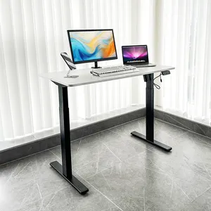 Venta al por mayor de escritorio de ordenador motorizado para oficina en casa, soporte para sentarse, columna de altura ajustable, escritorio de pie inteligente eléctrico
