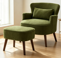 Fauteuil d'appoint rembourré à pieds en bois, canapé individuel, fauteuil de détente pour la maison, la chambre et le salon - Vente directe en gros