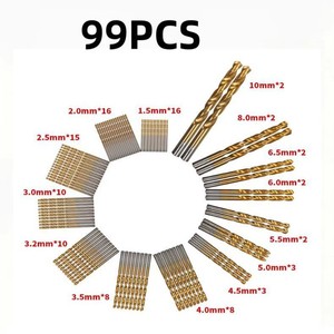 Yiyuan – jeu de forets torsadés plaqués titane, 99 pièces, pour perçage de métaux, tige de 1mm, longueur de 60mm - Product Image 3